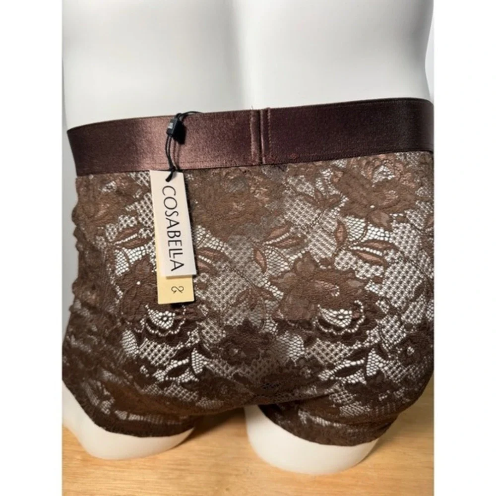 Cosabella Men's Luxury Brown Lace Boxer Classic Trunks Size L NWT